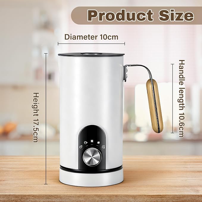 2026 Upgraded Milk Frother and Steamer, 19.9 OZ Detachable Milk Frother for Coffee with Temperature Display, 5 in 1 Large Capacity Automatic Warm and Cold Foam Maker for Coffee, Latte, Cappuccino