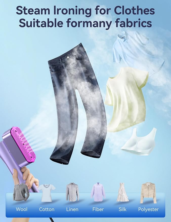 Steamer for Clothes,Sundu Portable 2-in-1 Travel Steamer&Iron,15s Fast Heat-up,100ml Water Tank,Ironing Gloves,25 Min Powerful Continuous Steam,1000W&4 Modes Light Steam Iron for Travel&Home(Purple)