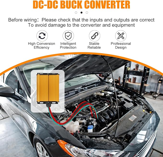 12V 30A 360W DC-DC 96V 84V 72V 60V 48V 36V to 12V high-Power Converter Voltage Reducer, Suitable for Golf carts, LED Lights, and 12V Equipment(36V-96V)