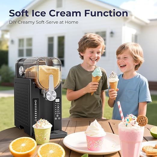 Slushie Machine, No Ice Needed Slushy Maker for Home, Real-Time Temp Display, Frozen Drink Maker with 6 Preset Programs for Ice Cream, Frappés, Milk Shake and More, Slate, 1 Pack+6Modes