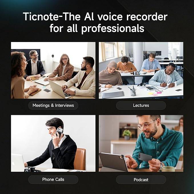 Mobvoi TicNote AI Voice Recorder, AI Transcription & Summary, APP Control, 120+ Languages, Dual-Mode Recording, 64GB Memory, Digital Voice Recorder for Meeting Lecture Call, 2026 New Version