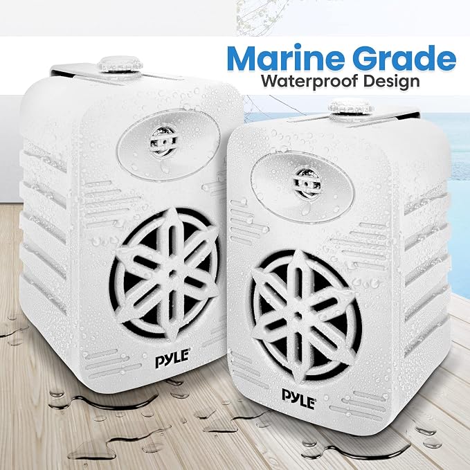 PyleUsa Bluetooth Indoor Outdoor Speakers Pair - 500 Watt Dual Waterproof 5.25” 2-Way Full Range Speaker System w/ 1/2” High Compliance Polymer Tweeter - Home, Boat,Deck, Patio, Poolside - PDWRBT56WT