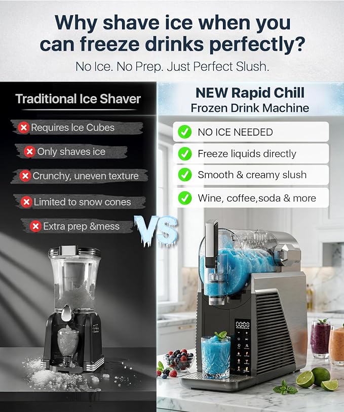 Slushie Machine for Home, No Ice Needed Frozen Drink Maker, 68oz Large Capacity with 360° QuickChill, 6 Presets & 10 Texture Settings, LED Touch Panel, Self-Cleaning for Margarita, Milkshake