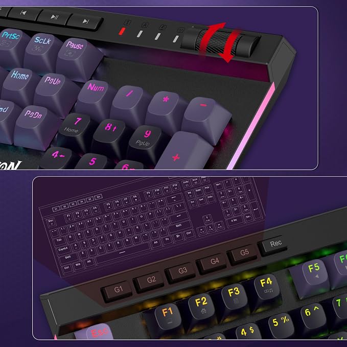 Redragon K580 HE Rapid Trigger Gaming Keyboard, 100% 104 Keys Wired Mechanical Keyboard w/Hyper-Fast Actuation, 8K Hall Effect Magnetic Switch, Dedicated Media Controls, Onboard Macro Recording