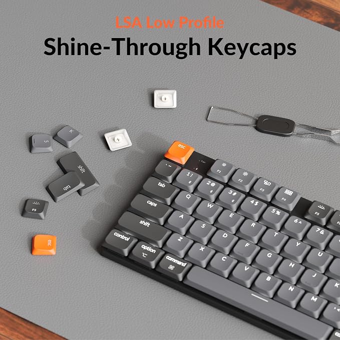 Keychron K5 Version 2 Wireless Bluetooth 5.2 Mechanical Keyboard, Low Profile Milk POM Switch Full-Size 100% Layout QMK Programmable, White Backlit with Shine-Through Keycaps for Mac Windows Linux