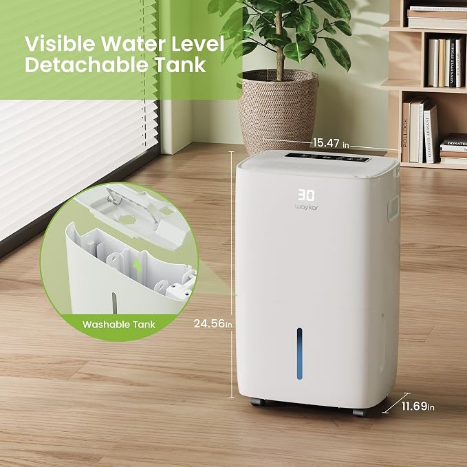 Waykar 130 Pints 6,500 Sq. Ft Dehumidifier with Drain Hose for Commercial and Industrial Large Rooms, Warehouses, Storages, Home, Basements and Bedroom with 2.04 Gal Water Tank