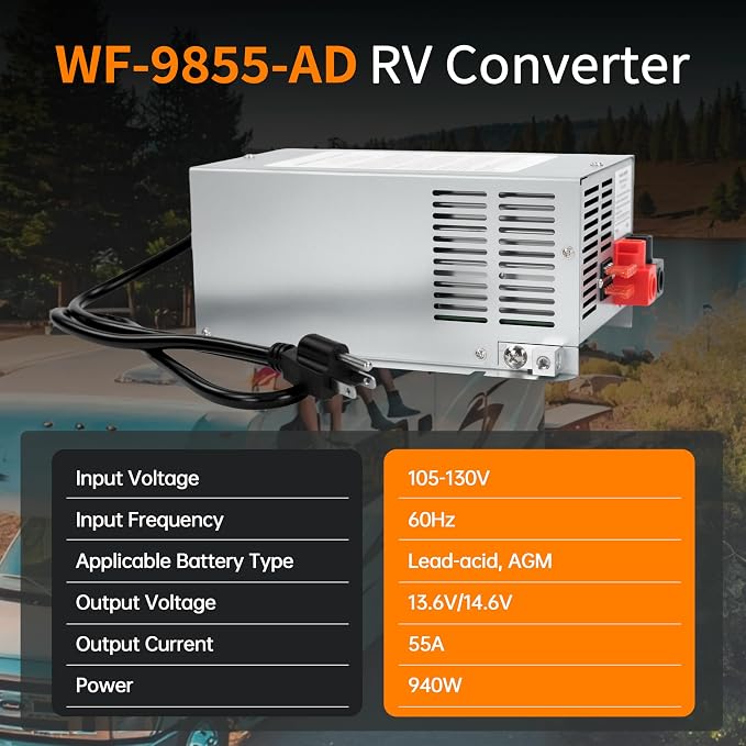 𝐔𝐩𝐠𝐫𝐚𝐝𝐞 WF-9855 55 Amp RV Power Converter Charger, Replace for RV Camper WF-9800 Series, WF-9855, WF-9855-AD, WF-9855-MBA, for Lead-Acid Battery 1 Year Warrant