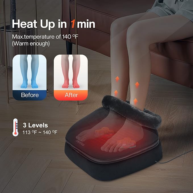 COMFIER 2026 Fathers Day Gift for Dad,Men,Shiatsu Foot Massager with Heat,2-in-1 Foot & Back Massager, Feet Massager Machine for Plantar Fasciitis,Neuropathy, Foot Heater,Electric Foot Warmer