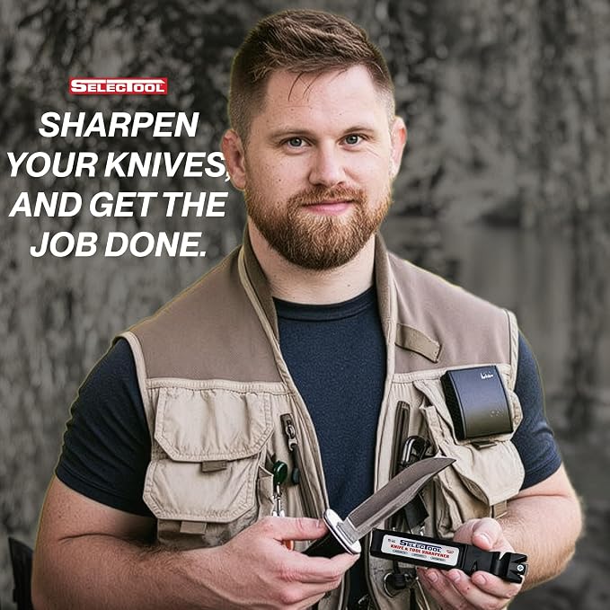 SELECTOOL Knife & Tool Sharpener, Father’s Day Gift for Dad, Manual Blade Sharpener for Kitchen Knives, Pocket Knives, Scissors, Axes & Outdoor Tools, Made in USA