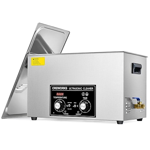 CREWORKS 30L Ultrasonic Cleaner with Heater and Timer, 600W Stainless Steel Ultrasonic Cleaner Machine with Degas & Gentle Modes, Ultrasonic Parts Cleaner with Knob Control for Machine Part Auto Tool