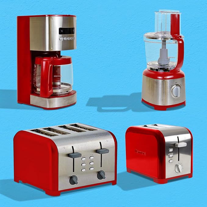 Kenmore Drip Coffee Maker - 12 Cup Programmable Cafe Machine With Glass Pot, Regular & Bold Brew, Auto Shut Off Large Water Reservoir, Reusable Filter, Kitchen Appliances For Cafeteria Barista, Red