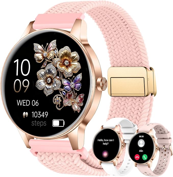 Smart Watch for Women, 1.27'' Touchscreen Activity Trackers with Heart Rate/Sleep Monitor, Make/Answer Calls, 130+ Sport Modes IP68 Waterproof Fitness Watch Smartwatch for iPhone/Samsung/Android