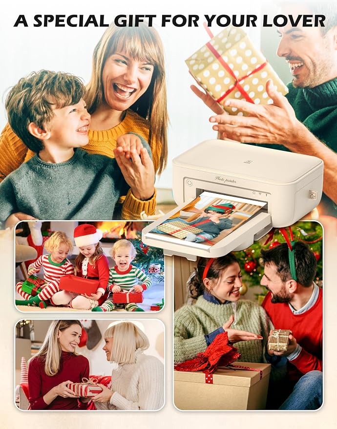 iDPRT 4x6 Photo Printer, CP4100 Photo Printer for iPhone & Android with 108 Sheets & 2 Cartridges, Wi-Fi Wireless Portable Picture Printer, Instant Print Photos, Dye Sublimation, Beige