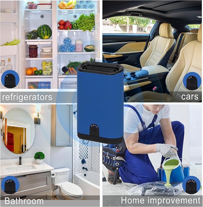 Portable Ozone Generator Air Purifier – 5000mAh Rechargeable Battery Operated Odor Eliminator for Home Car Hotel Rooms Bathroom Kitchen Pets Shoes Smoke & Dust