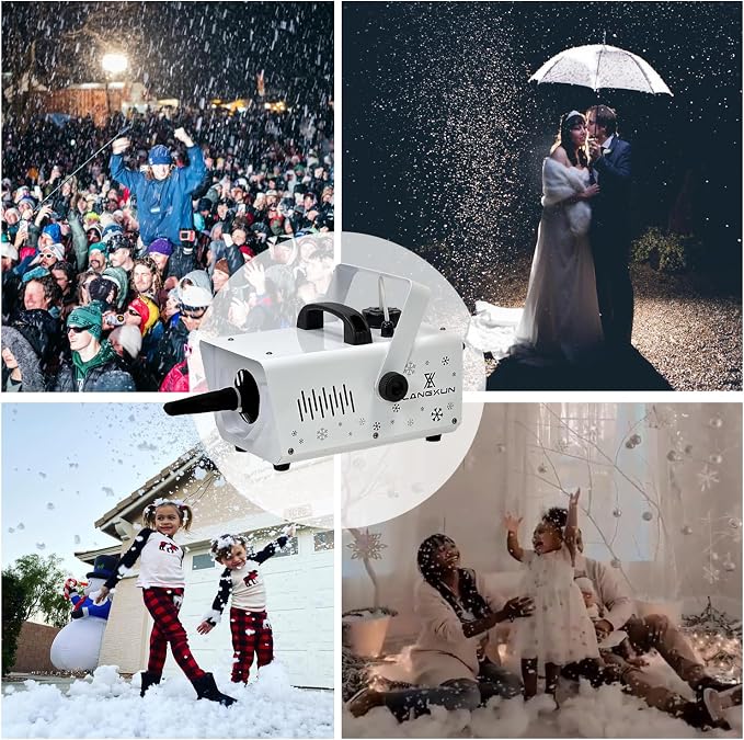 LANGXUN 800W Snow Machine with Manual & Wireless Remote Control, Fake Snow Maker Machine for Indoor & Outdoor, Adjustable Snowflake Amount for Christmas, Wedding Kids Party Stage Events