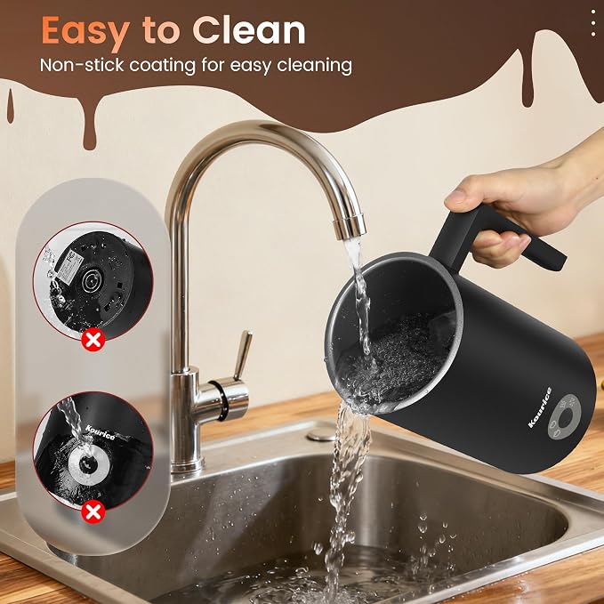 Milk Frother Electric, 4-in-1 Milk Frother and Steamer for Latte, Cappuccino, Hot & Cold Milk Froth Maker, Automatic Milk Steamer and Frother, Quiet One-Touch Operation, Easy to Clean