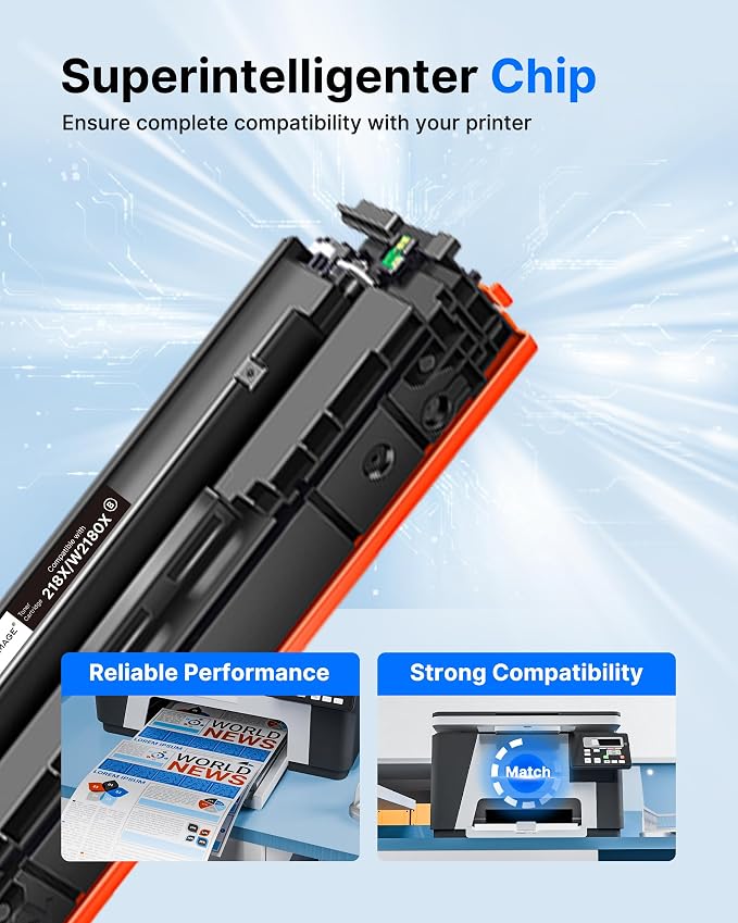 GPC Image 218X Toner Cartridges 4 Pack High Yield (with CHIP) 3301fdw 3201dw Replacement for HP 218X Toner Cartridges 218X Toner for HP Color LaserJet Pro MFP 3301fdw 3201dw 3301cdw 3301sdw (B/C/M/Y)