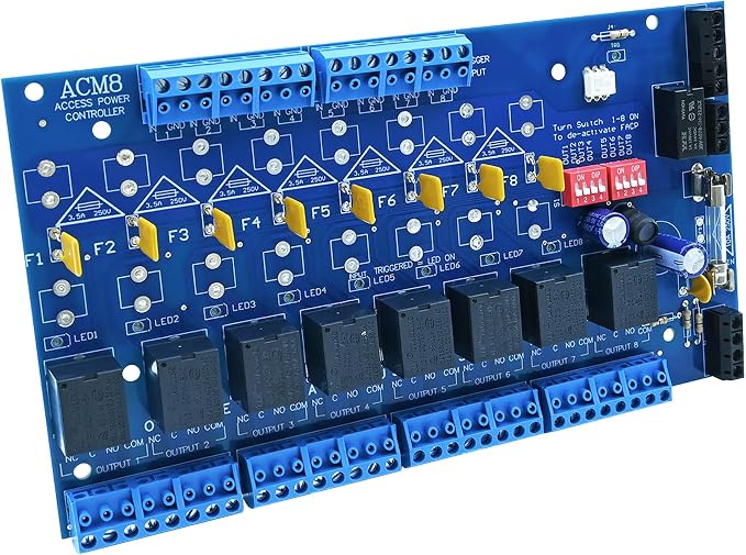 ACM8CB-Upgraded Channel Access Power Controller Module, Compatible with Altronix ACM8CB Specifications, for Security and Access Control Systems, Supports 12-24 Volt DC Input. Sold by YABUYALI.