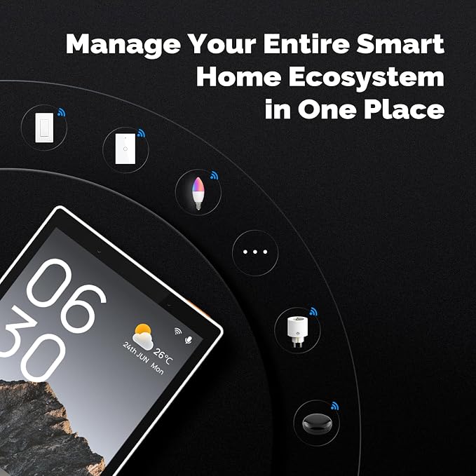 MOES Smart Home Touchscreen Control(1-Switch Panel), In-wall Smart Panel with Alexa Built-in, Compatible with Smart Life devices, Manage and Control Home Devices and Scenes with Touch and Voice