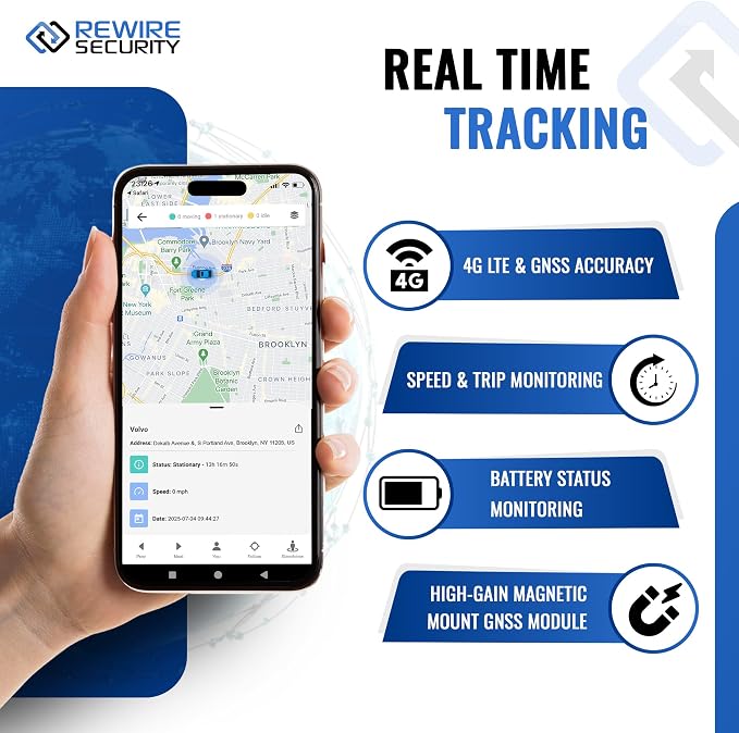 REWIRE SECURITY 104-Pro 4G Magnetic GPS Tracker for Vehicle | Easy Mount | Fits with Car, Van & Motorbike | Live Tracking | Up to 2 Month Battery Life | Low Cost Subscription Plans | Free Trial