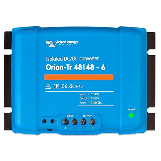 Victron Energy Orion-Tr DC to DC Converter - 48/48-Volt 6 amp 280-Watt | IP43 Protected, for Dual Battery Systems, Isolated