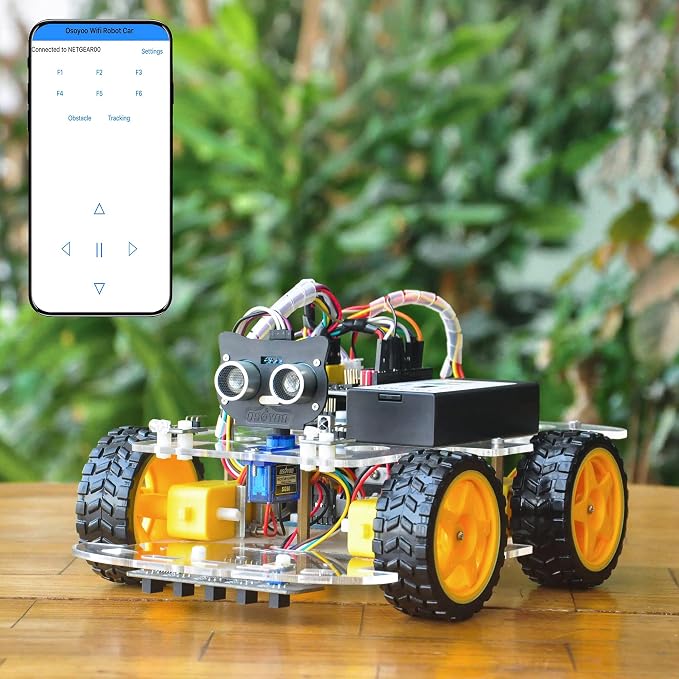 OSOYOO IoT Smart Robot Car Kit for Arduino – Classroom STEM Robotics Kit with WiFi & Bluetooth Control, Coding & Electronics Learning Platform for Schools