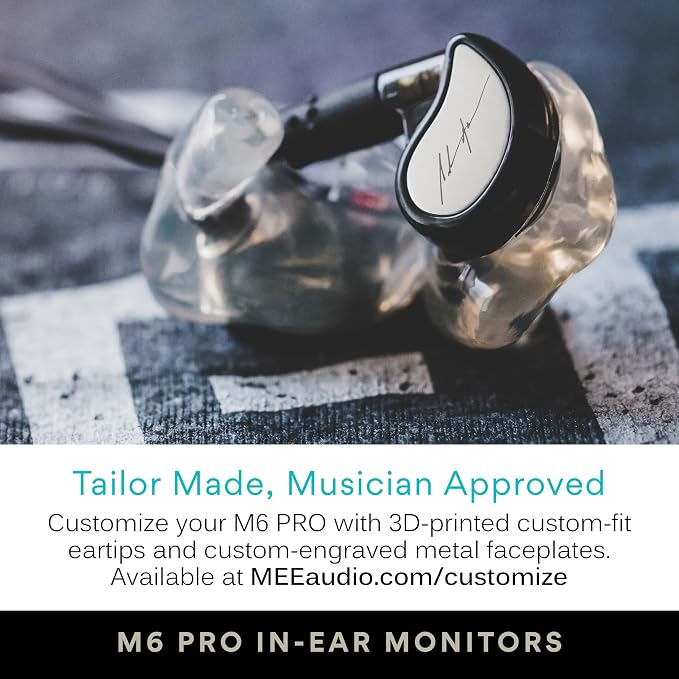 MEE audio M6 PRO Musicians' In-Ear Monitors Wired + Wireless Combo Pack: Includes IEMs, 2 Audio Cables and BT3 Hi-Res Bluetooth Audio Adapter w/aptX, LDAC, Auracast Support, & Built-In Headset (Black)