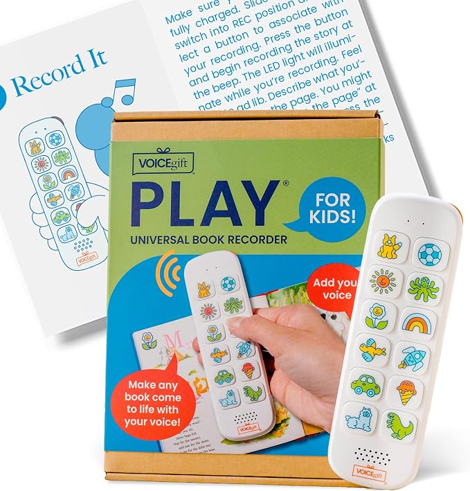 VoiceGift Play, Screen-Free Audio Recorder for Kids | Back to School Story Book Player with Fun Matching Stickers, Voice Notes, Student Aid & Routines for Child Connection, Busy Books for Toddlers