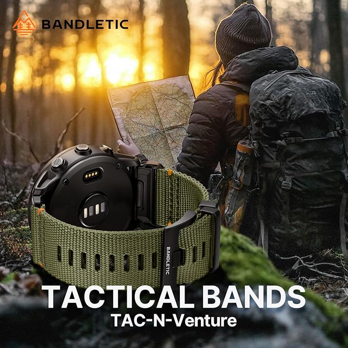 Bandletic Compatible with Garmin Fenix 7X 6X 5X Watch Band - 26mm Quick Fit Rugged Nylon Replacement Strap for Fenix 8 51mm /Instinct 2X/Enduro 2 3/Quatix 3/Tactix 7/Epix Pro 2/D2 Bravo Delta/Descent