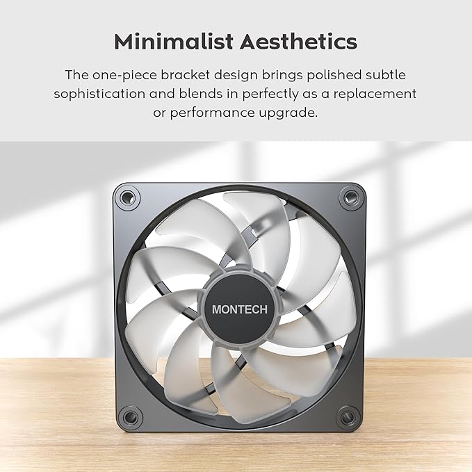 MONTECH GF120R V2 ARGB 120mm Case Fan – Sleek & Minimalist Design, High Airflow, Hydraulic Bearing, Quiet Performance, Vibrant ARGB Lighting,Reverse Blade, 3 in 1 Pack with 6X6 Fan Hub, Black