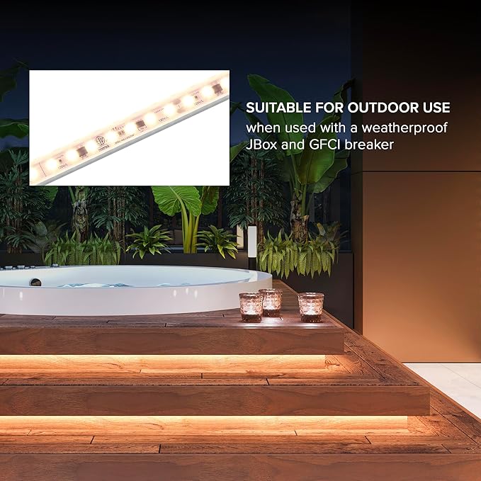 Maxxima 48 in. Hardwired LED Under Cabinet Strip Light, 1840 Lumens, 3000K Warm White, Kitchen and Living Room 120V White Cove Lighting, No Power Supply Needed
