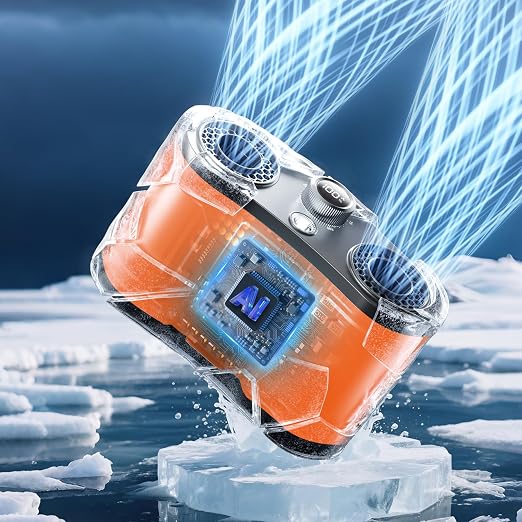 2026 25000MAh AI Portable Waist Fan, 100 Speeds 34000RPM Strong Airflow, Belt Fan with up to 145H of Working Time, Flashlight,Rechargeable Wearable Personal Fans for Outdoor