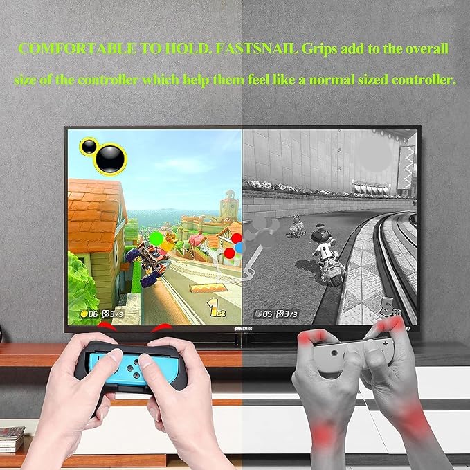 FastSnail Charging Dock and 2 Pack Switch Grips Kit for Nintendo Switch Joy Con & OLED Model, Charger Stand Station with Charging Cable, Wear-Resistant Grip Controller with 6 Thumb Grip