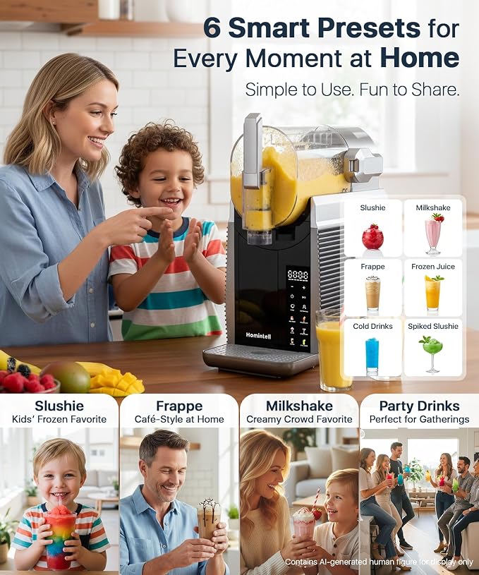 Slushie Machine for Home, No Ice Needed Frozen Drink Maker, 68oz Large Capacity with 360° QuickChill, 6 Presets & 10 Texture Settings, LED Touch Panel, Self-Cleaning for Margarita, Milkshake