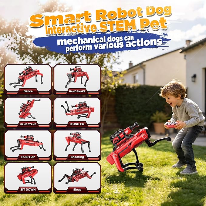 Robot Dog - Interactive STEM Toys with Voice & Remote Control, 30+ Lifelike Actions, Programmable Play, 25m Range, Durable & Safe - Best Gift for Kids 3-10 (Firefighting Edition)