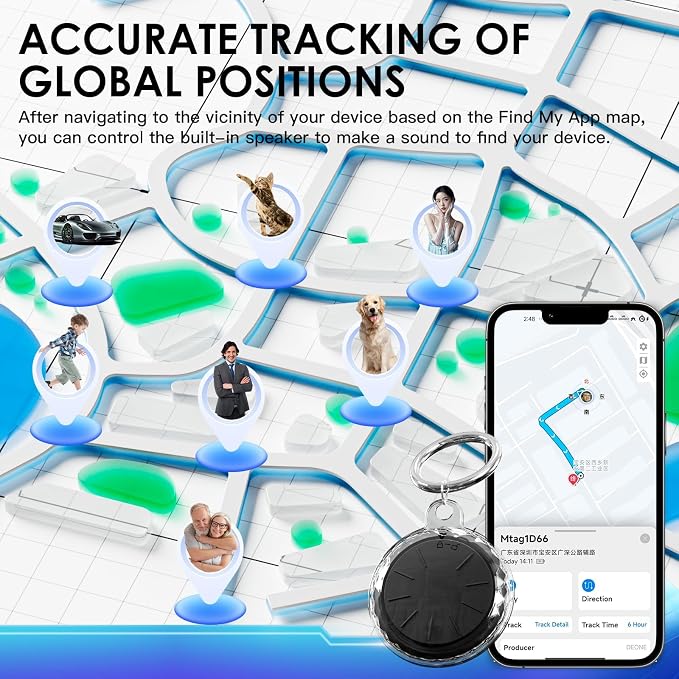 Mini GPS Tracker for Vehicles,Real Time Car GPS Tracker Work with Apple Find My(iOS Only),No Monthly Fee Mini Hidden Car Tracker with Magnetic Case (1PCS Black Tracker, Black Magnetic Case)