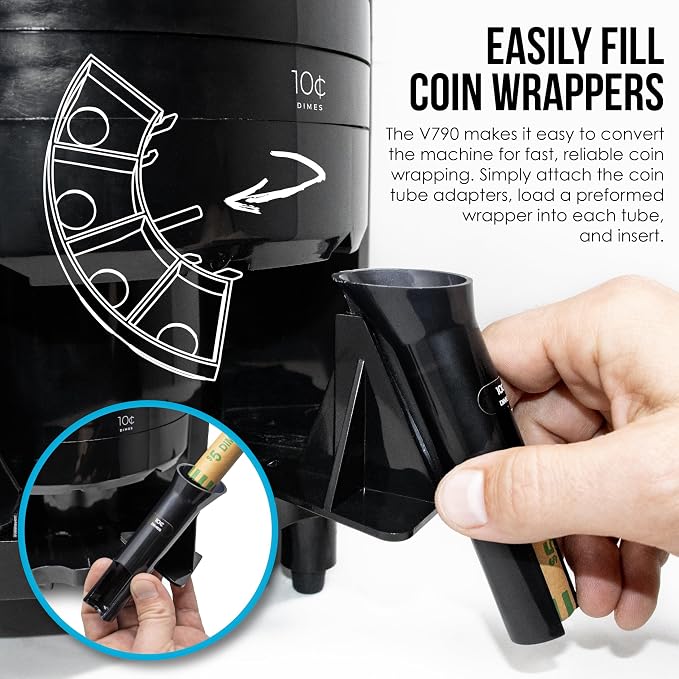 Safetech Coin Counter, Sorter, and Wrapper, Sorts 600 US Coins Per Minute (V790)