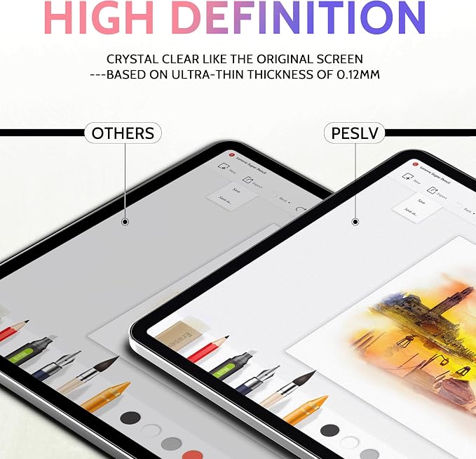 Peslv 2 Pack Like Paper Screen Protector for iPad Air 13 Inch (2024-2026, M2 M3 M4), Matte Anti Glare PET Film/Blue Light Filter Eye Protection Cover/Drawing & Writing Feel Like on Paper