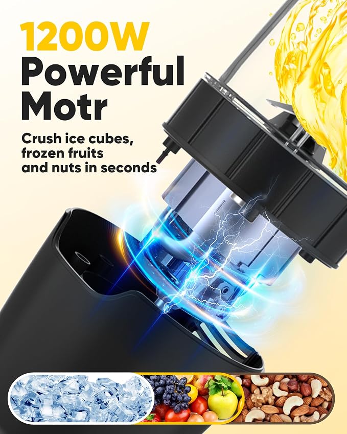 Blender for Smoothies,1200W High-Power Blenders for Kitchen,11 Pcs Smoothie Maker Set with 18oz and 24oz Travel Cups,Ice Crushing, Shakes & Grinding, Ready in 60 Seconds for Home & On-the-Go