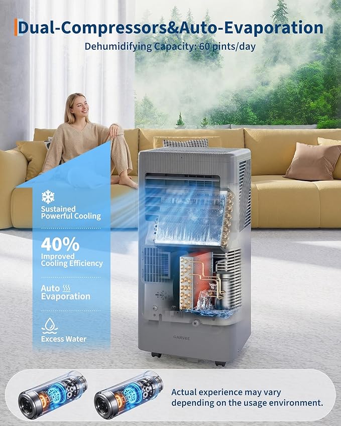 Garvee 10000 BTUs Portable Air Conditioner,Up to 450 Sq.Ft. Ceer 6.7 Grey