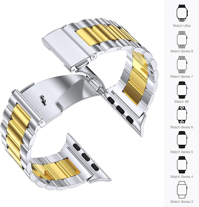 EPULY Metal Band Compatible with Apple Watch Bands for Men 49mm 46mm 45mm 44mm 42mm 41mm 40mm 38mm, Business Stainless Steel Strap for iWatch Bands Series 11 10 9 8 7 6 5 4 3 2 1, SE3 2 1, Ultra3 2 1