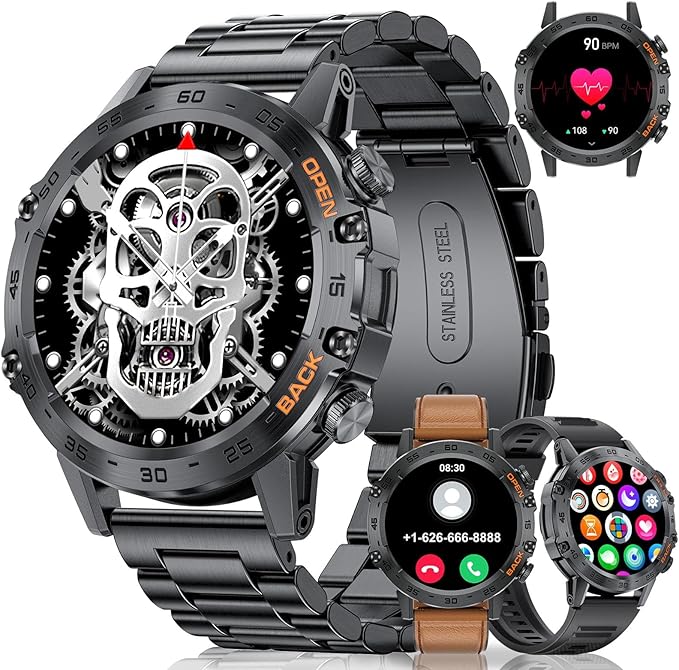 SUNKTA Smart Watch for Men(Answer/Dial Calls),100 Sports Modes, Fitness Watch with Blood Pressure/Heart Rate/SpO2,1.39''HD Touchscreen for Android/iOS Military Smart Watch 5ATM Waterproof Black