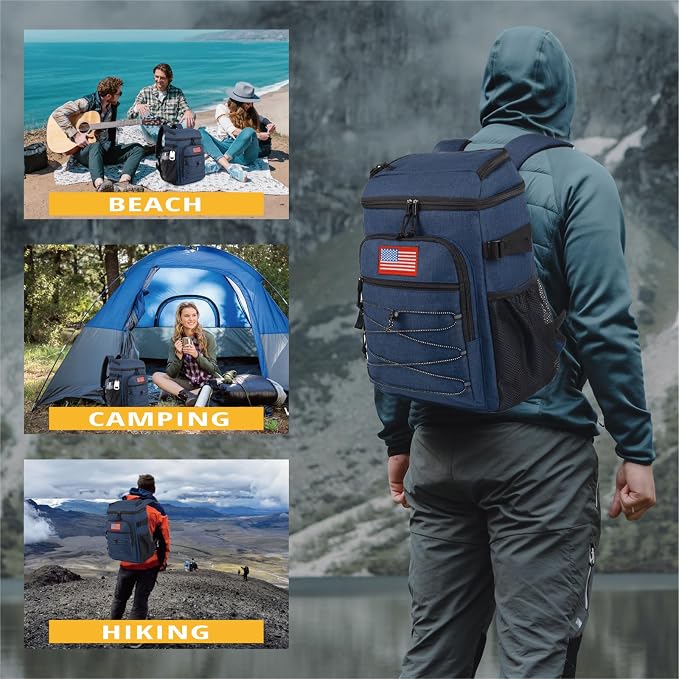 25L Backpack Cooler Keep All Drink Cold for Long Periods of Time Cooler Backpack Insulated Waterproof Portable High Durability Small Cooler Backpack with Compartment for Hiking Camping Beach