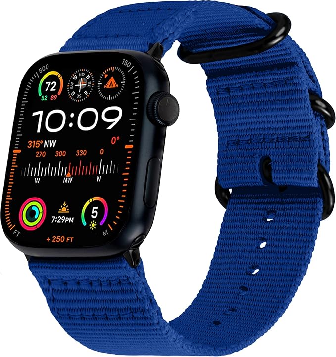 Hiking Trail Nylon Band | The Original Rugged Compatible with Apple Watch Bands for Men & Women - Soft, Breathable, Woven Water-Resistant Nylon Mens iWatch Strap | Fits 42mm 41mm 40mm Series 10 & All Models (Royal Blue)