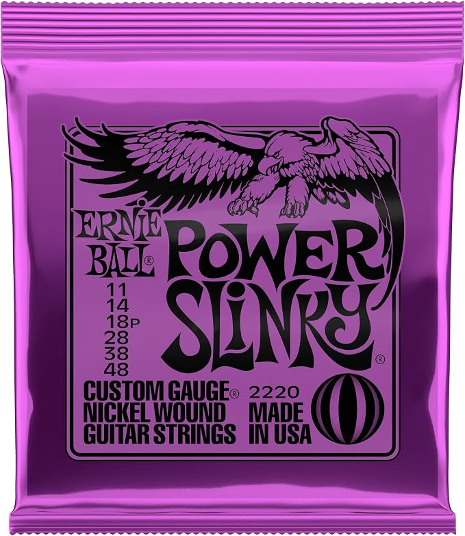 Ernie Ball Power Slinky Nickel Wound Electric Guitar Strings, 11-48 Gauge (P02220)