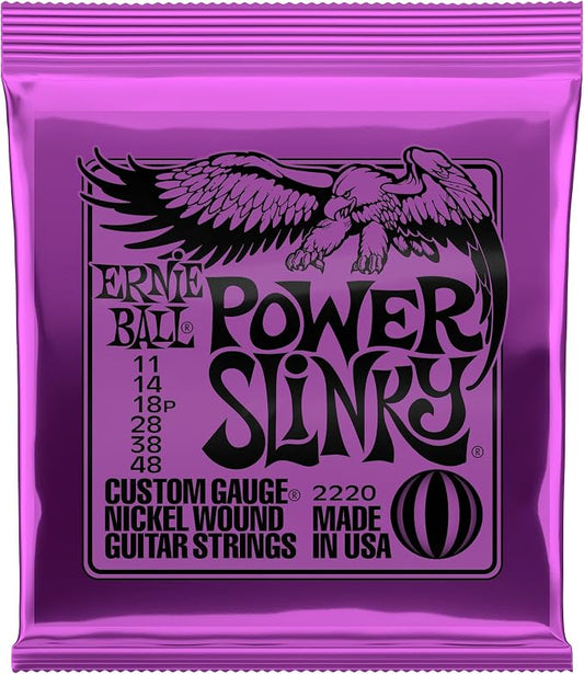 Ernie Ball Power Slinky Nickel Wound Electric Guitar Strings, 11-48 Gauge (P02220)