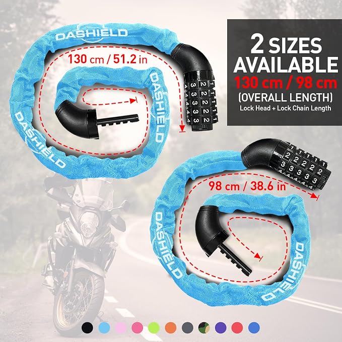 Bike Chain Lock Security 5 Digit Resettable Combination, 38.6 inches Heavy Duty Anti Theft Lock Chain for Bicycle, Motocycle, Scooter, Gate, Fence (SkyBlue, 3.2ft)
