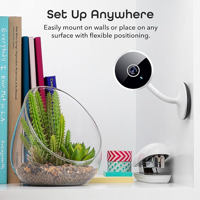 Geeni Vivid Indoor Smart Security Camera – HD Live Stream Camera for Indoor Home Monitoring with Night Vision, 2-Way Audio, Flexible Mount, Micro SD Slot, Motion Detection & App Control – 1Pack, White