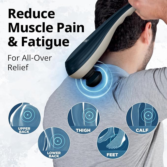 Wahl Deep Tissue Corded Long Handle Percussion Massager, Handheld Therapy with Variable Intensity to Relieve Pain in the Back, Neck, Shoulders, Muscles, & Legs, FSA Eligible, Model 4290-300