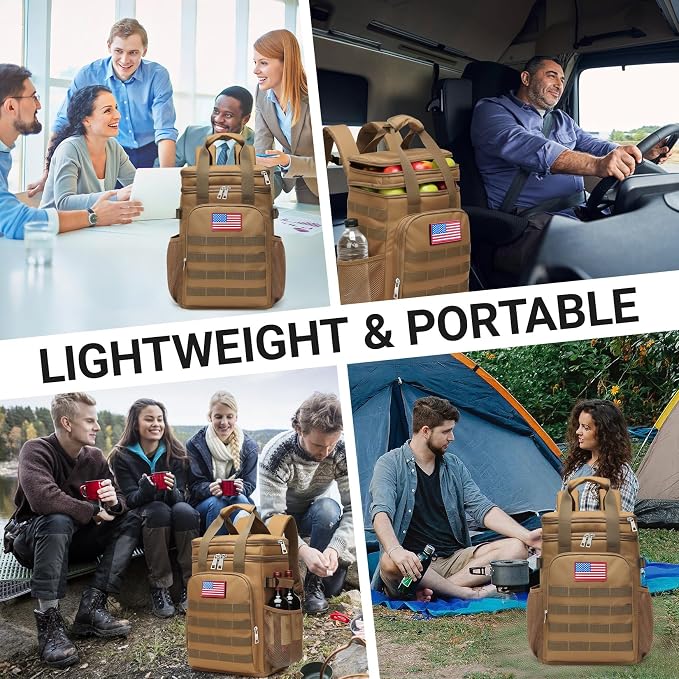 Fathers Day Gift-Tactical Backpack Cooler,Large Cooler Backpack Lunch Box for Men Adults Work with Handle,Insulated Soft Thermal Bag